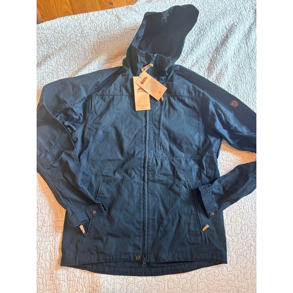 Fjallraven Sten Jacket M Dark Navy Hooded Outdoor Coat Mens Large